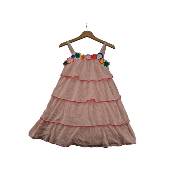 Mini Boden Girls Tank Dress Size 11-12 Green Pink Colorblock Knee Length Casual - Picture 2 of 7